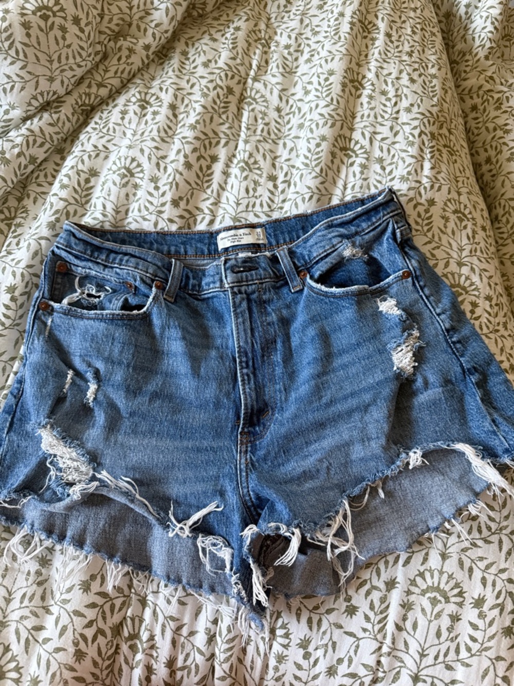 Abercrombie & Fitch Distressed Blue Denim Cutoff Shorts